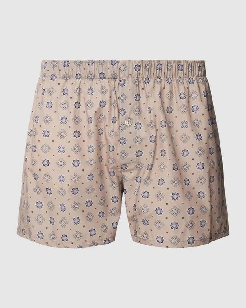 Hanro Boxershorts mit Karomuster Modell 'Fancy Woven Boxer Beige