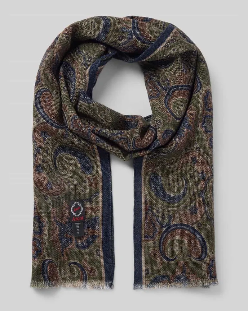 Ascot Schal aus Wolle mit Double Face Oliv