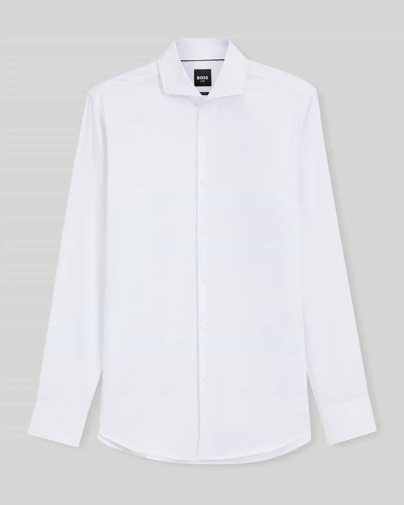 HUGO BOSS Slim Fit Businesshemd aus reiner Baumwolle Modell 'H-HANK-SP Weiss