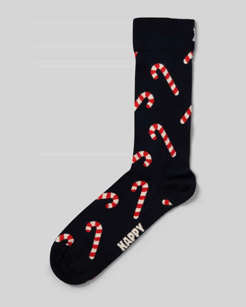 Happy Socks Regular Fit Socken mit Logo-Stitching Modell 'Candy Cane Dunkelblau