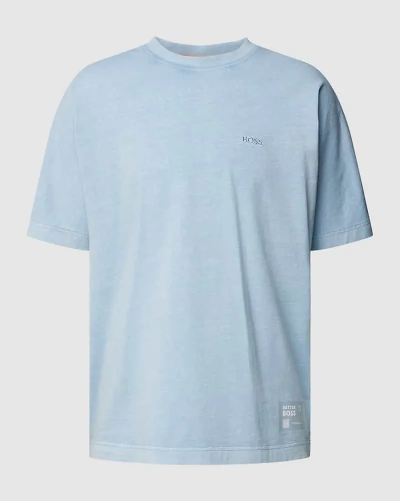HUGO BOSS T-Shirt mit Label-Stitching und Rundhalsausschnitt 