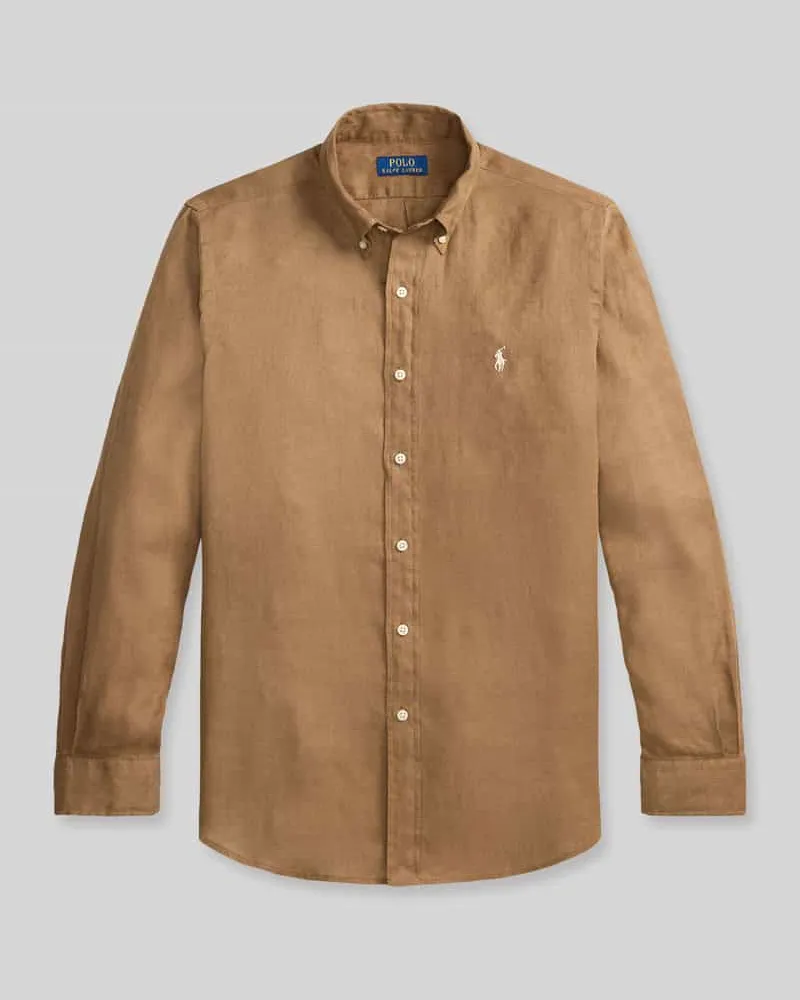 Ralph Lauren Regular Fit Freizeithemd aus reinem Leinen Mittelbraun