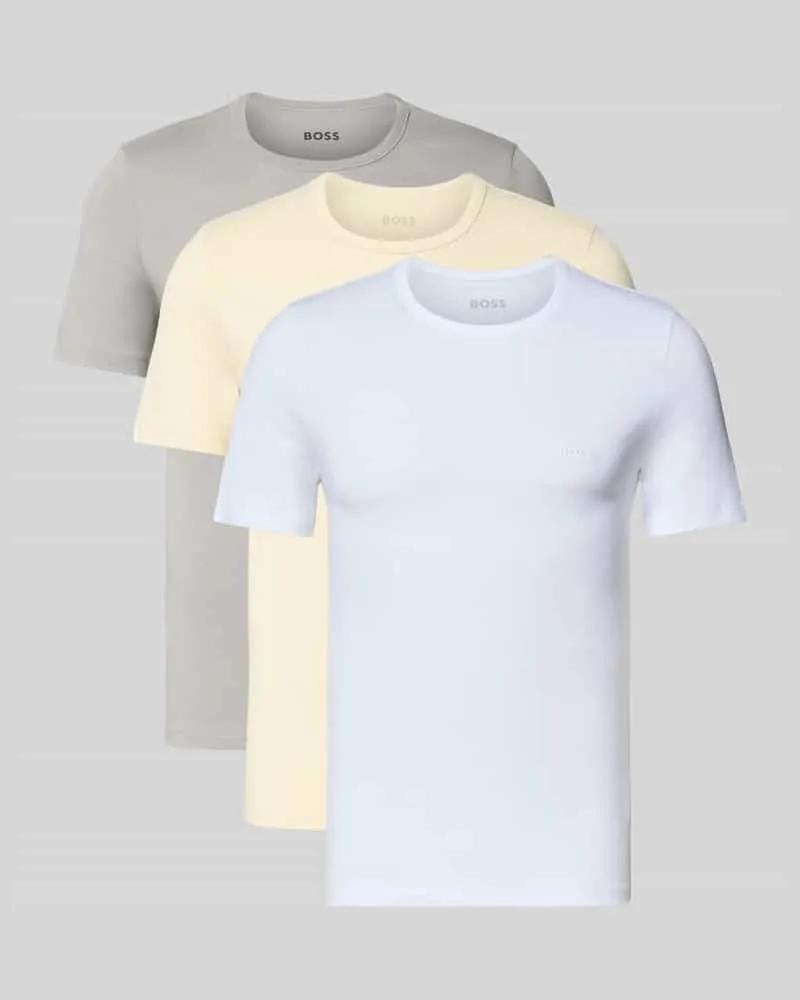 HUGO BOSS Slim Fit T-Shirts aus reiner Baumwolle im 3er-Pack Mittelgrau