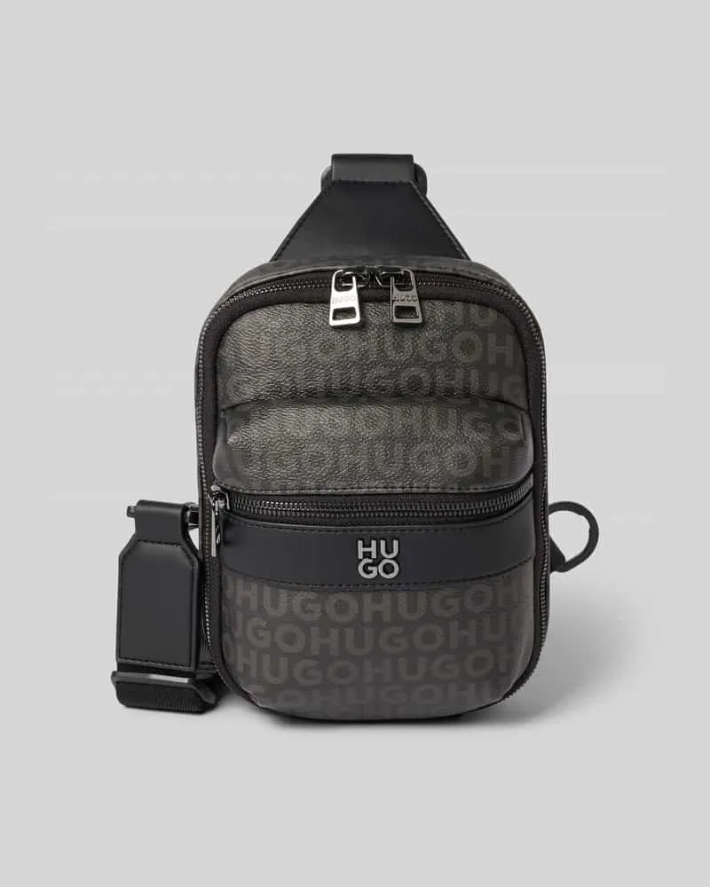 HUGO BOSS Umhängetasche mit Label-Muster Modell 'QUANTIC_M_MONOSTRAP Black