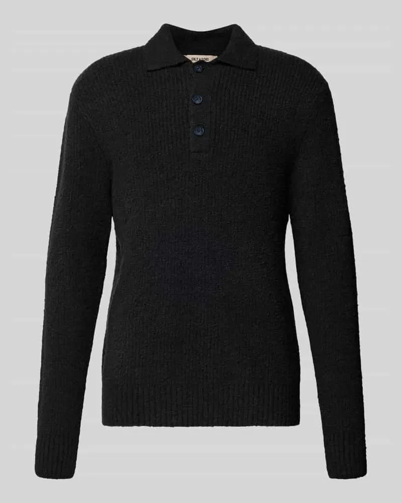 Only & Sons Relaxed Fit Strickpolo aus Baumwoll-Mix Modell 'DALE LIFE Black