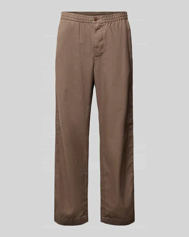 GAP Leinenhose mit elastischem Bund und Eingrifftaschen Mittelgrau