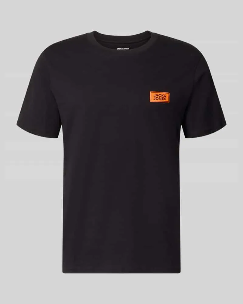 Jack & Jones Regular Fit T-Shirt aus reiner Baumwolle mit Label-Detail Black