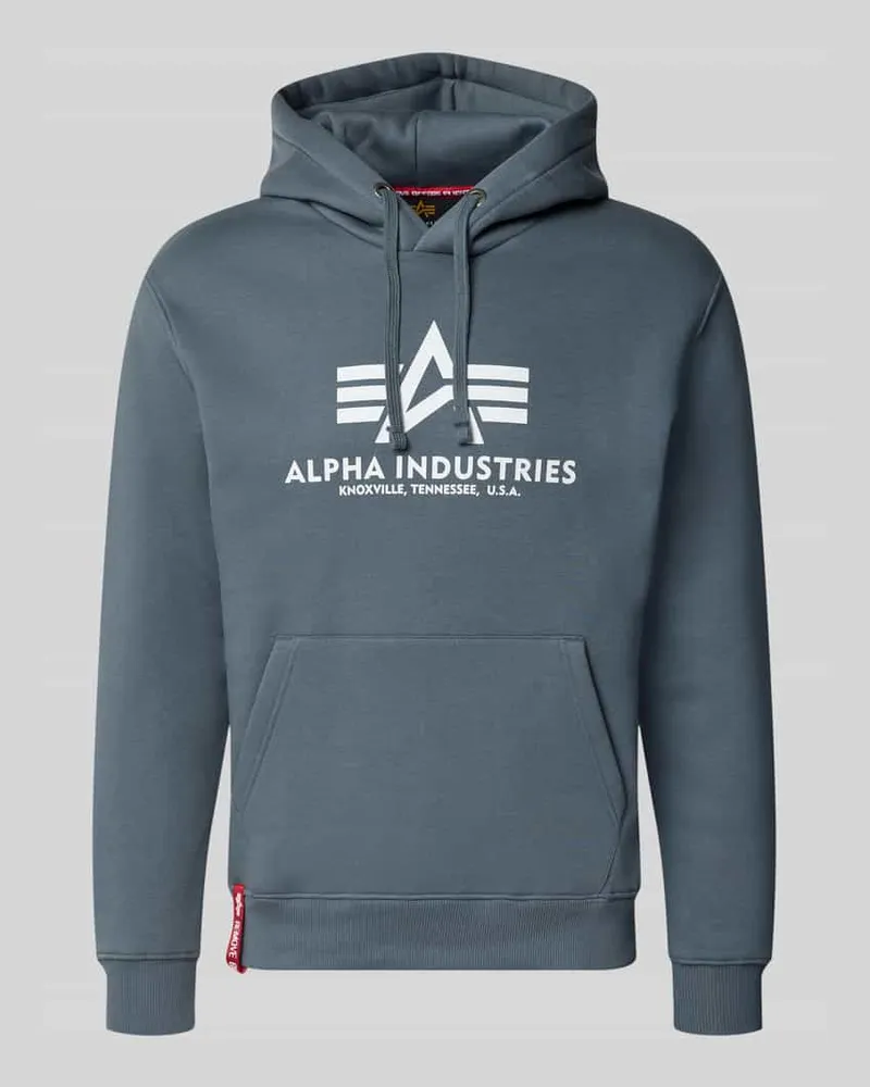 Alpha Industries Regular Fit Hoodie aus Baumwoll-Mix mit Logo-Print Jeansblau