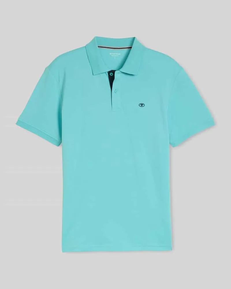 Tom Tailor Regular Fit Poloshirt aus reiner Baumwolle mit Logo-Stitching Petrol