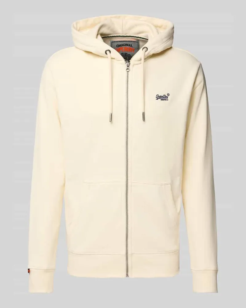 Superdry. Sweatjacke mit Logo-Stitching und Kapuze 