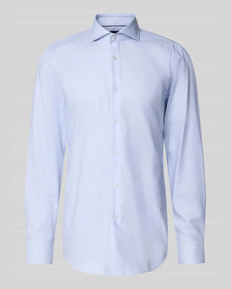 HUGO BOSS Slim Fit Businesshemd aus reiner Baumwolle Modell 'HANK Bleu