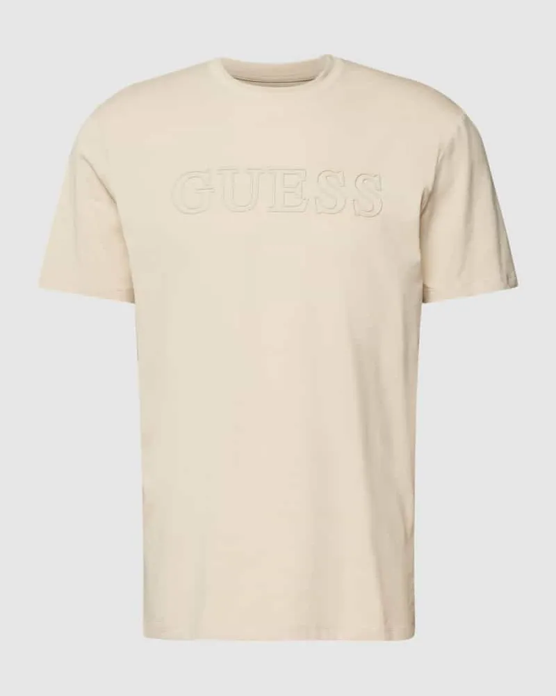 Guess T-Shirt mit Label-Print Modell 'ALPHY Beige