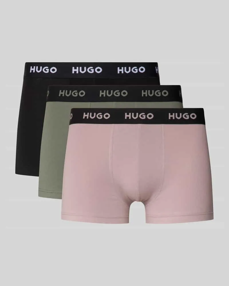 HUGO BOSS Slim Fit Trunks aus Baumwoll-Mix im 3er-Pack Modell 'PACK Mittelgrau