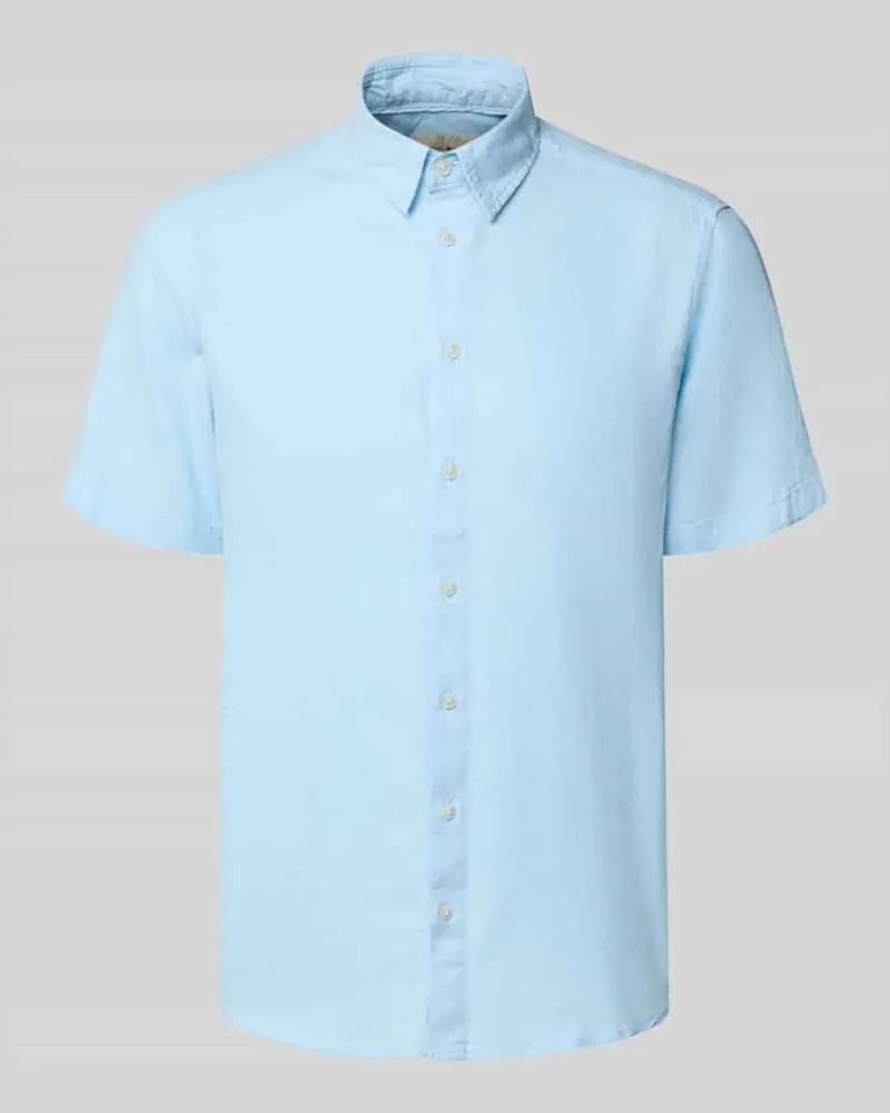Blend Slim Fit Leinenhemd mit Viskose-Anteil Modell 'Bobby Hellblau