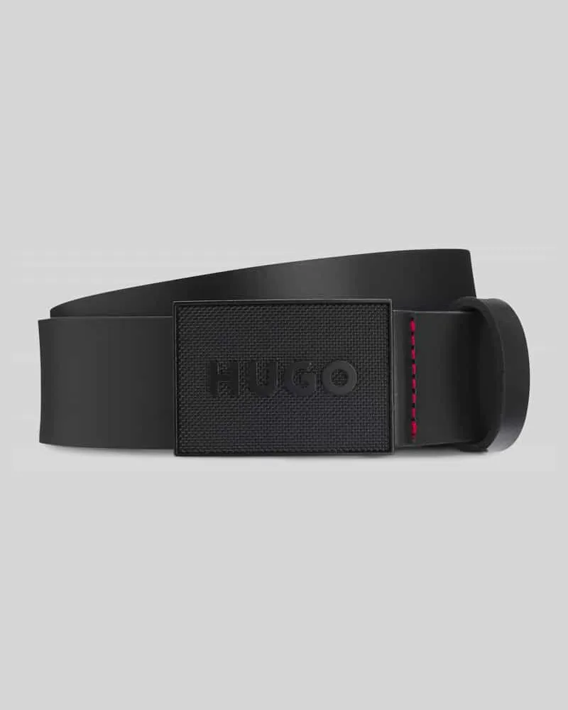 HUGO BOSS Gürtel aus echtem leder mit Koppelschließe Black