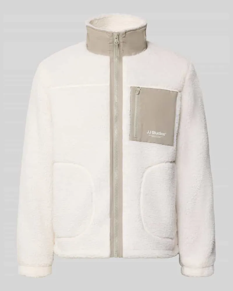 Jack & Jones Fleecejacke mit Stehkragen Modell 'SOHO Offwhite