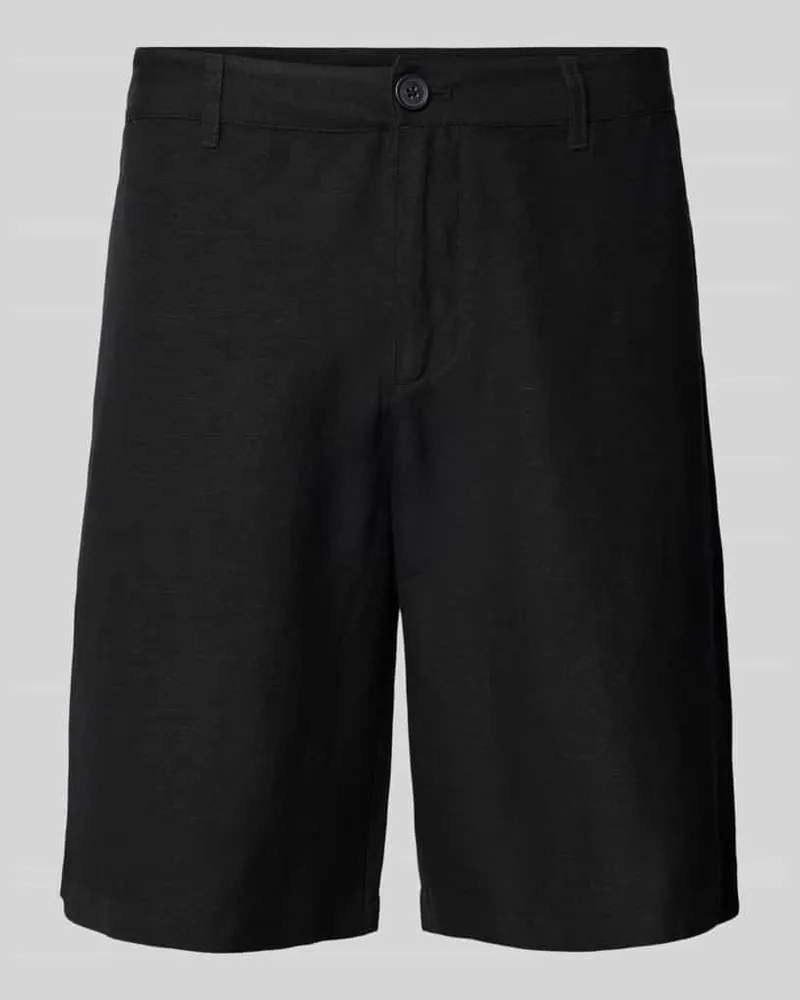 Armani Exchange Regular Fit Leinenbermudas mit Gürtelschlaufen 