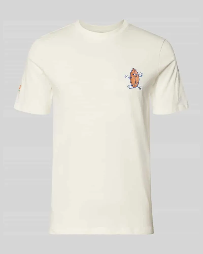 Blend T-Shirt mit Stitching Modell 'SUN ISLAND Weiss