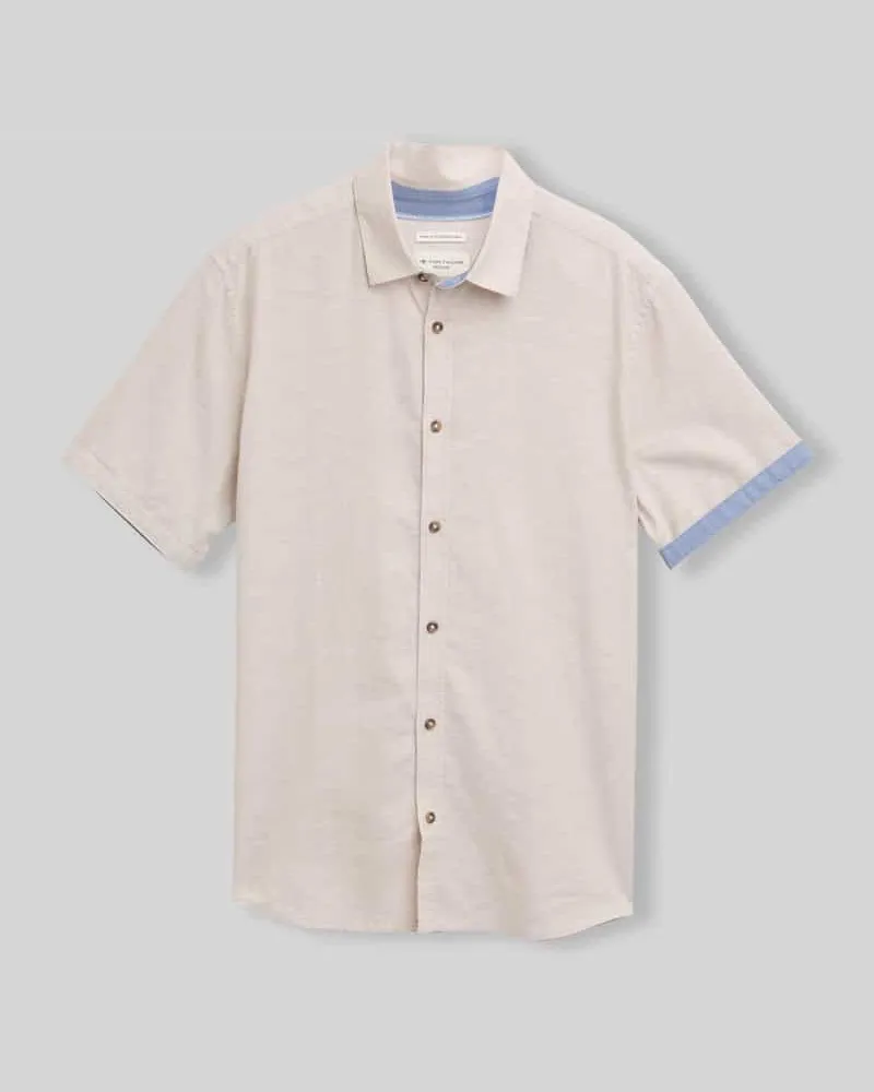 Tom Tailor Regular Fit Freizeithemd aus Leinen-Baumwolle-Mix Beige