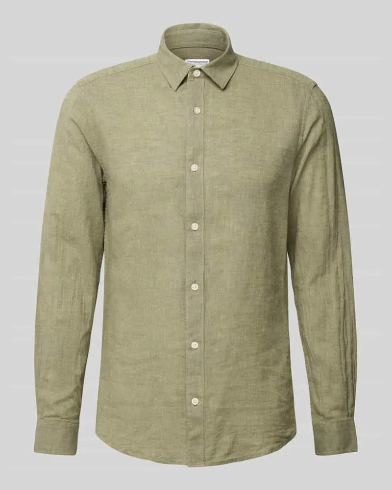 Only & Sons Slim Fit Leinenhemd mit Kentkragen Modell 'CAIDEN 