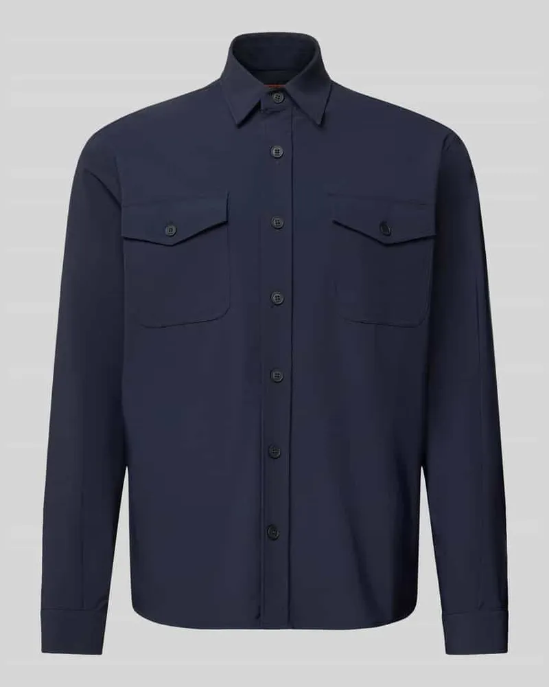CRUNA Hemdjacke mit Knopfleiste Dunkelblau