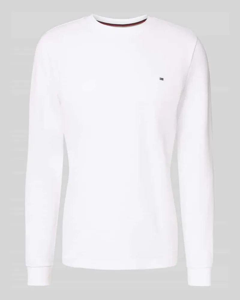 Christian Berg Longsleeve mit Strukturmuster und Rundhalsausschnitt Weiss