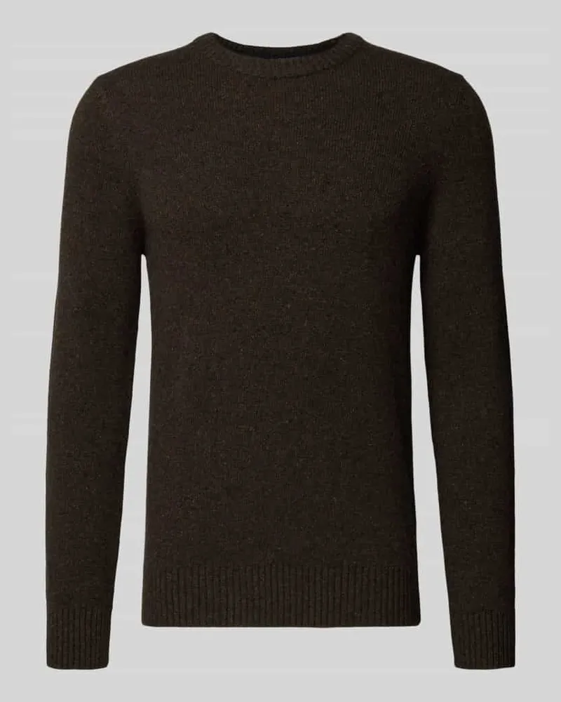 Marc O'Polo Regular Fit Strickpullover aus Woll-Mix Dunkelbraun