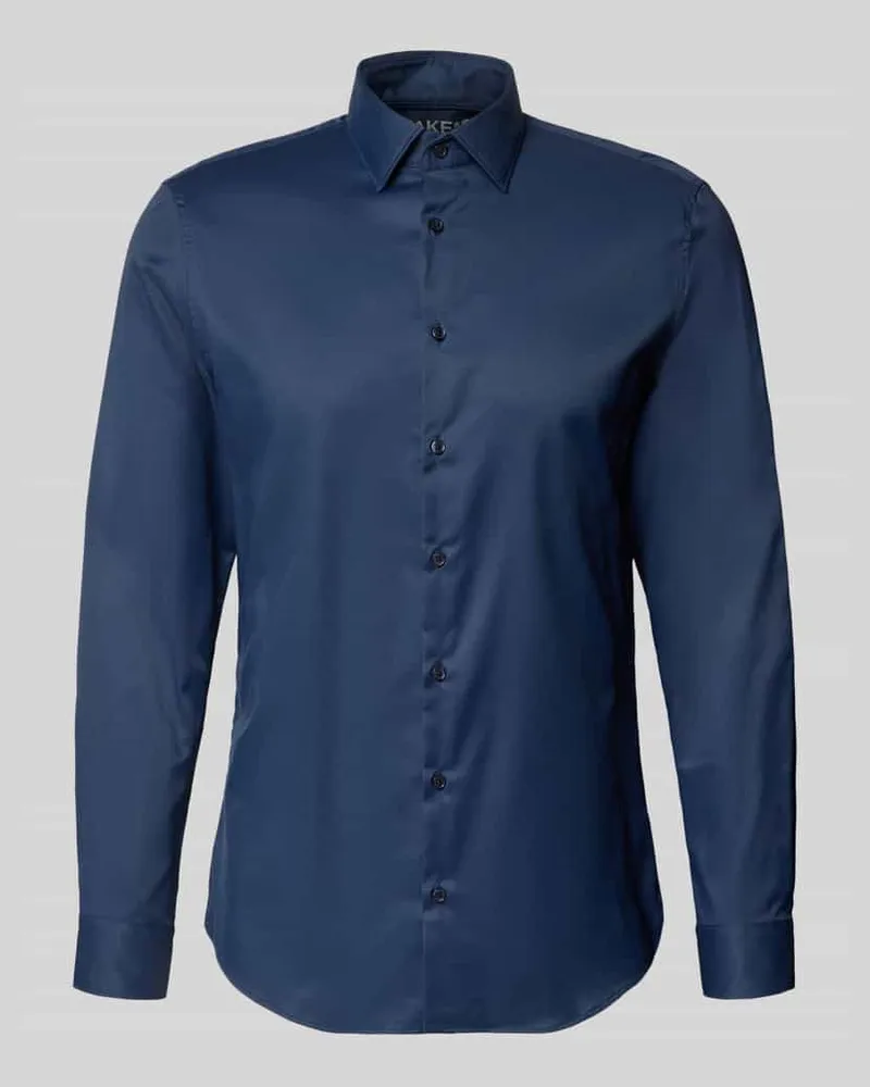 JAKE*S Slim Fit Business-Hemd mit Kentkragen Marine