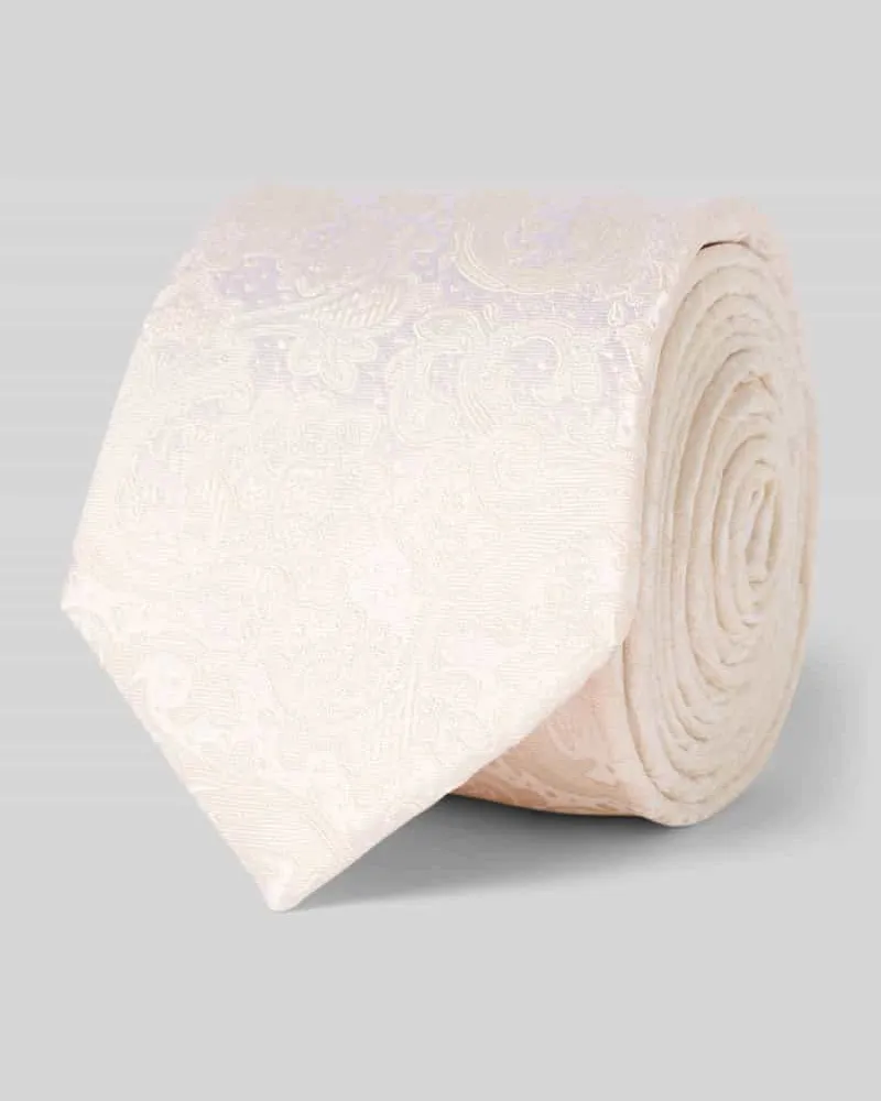 Monti Krawatte aus Seide mit Paisley-Muster (6 cm Ecru