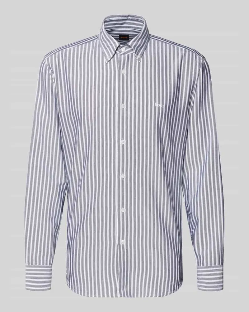 HUGO BOSS Regular Fit Freizeithemd aus Lyocell-Baumwoll-Mix Modell 'RICOPLUS Marine