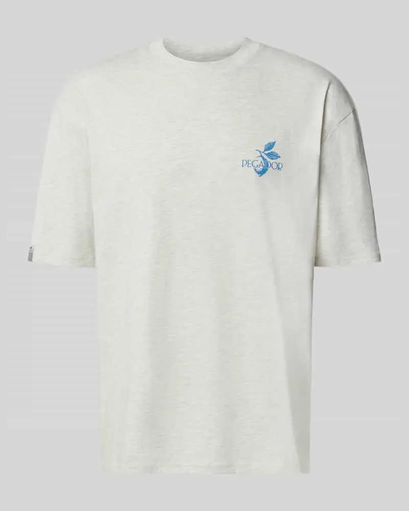 PEGADOR Oversized T-Shirt mit Backprint und Rundhalsausschnitt Hellgrau