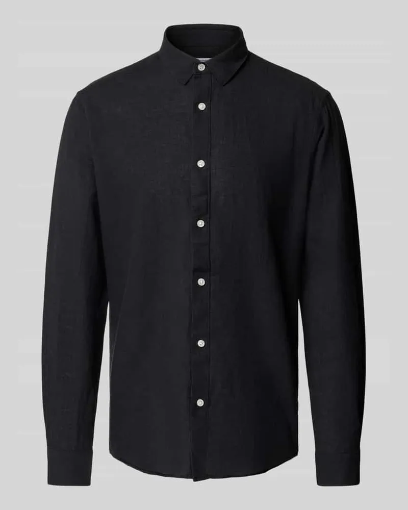 Only & Sons Slim Fit Leinenhemd mit Kentkragen Modell 'CAIDEN 