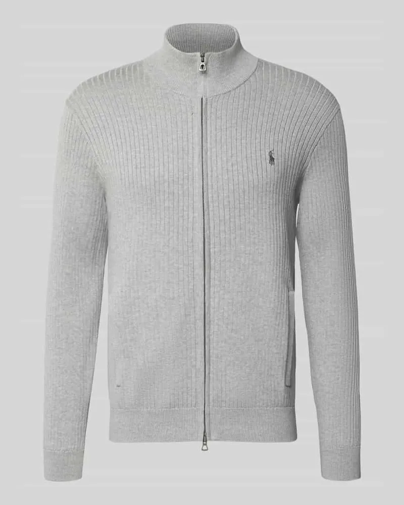 Ralph Lauren Strickjacke mit Reißverschluss Hellgrau