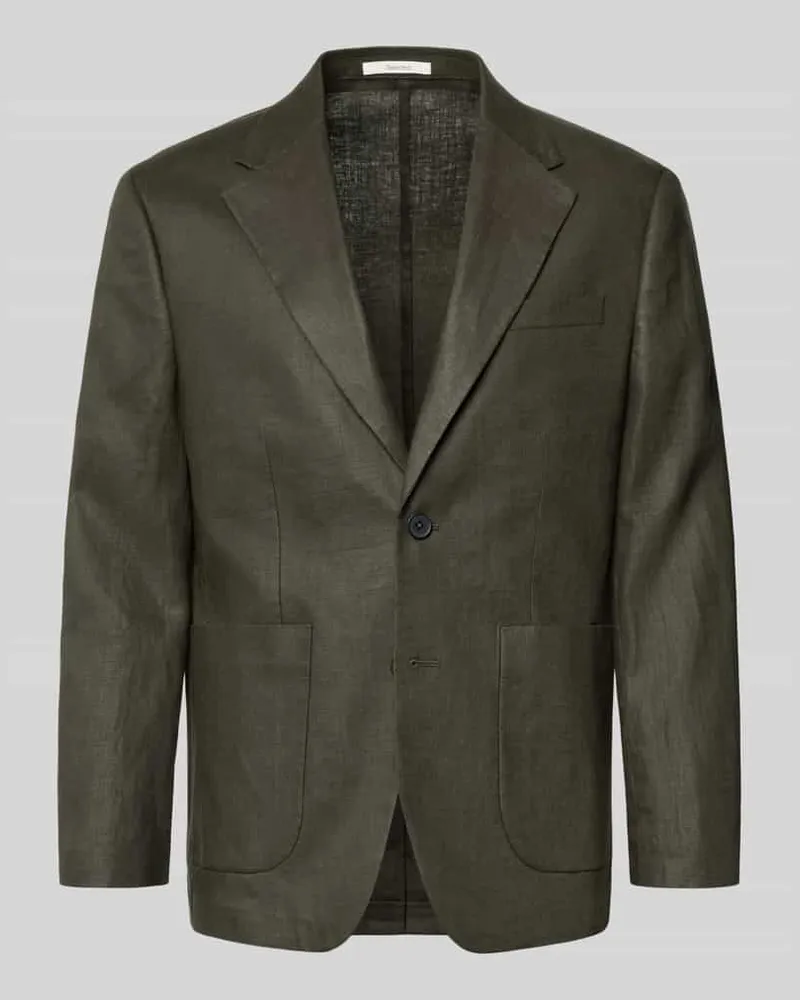 Selected Homme Regular Fit Sakko aus reinem Leinen Modell 'BAILEY Dunkelgruen