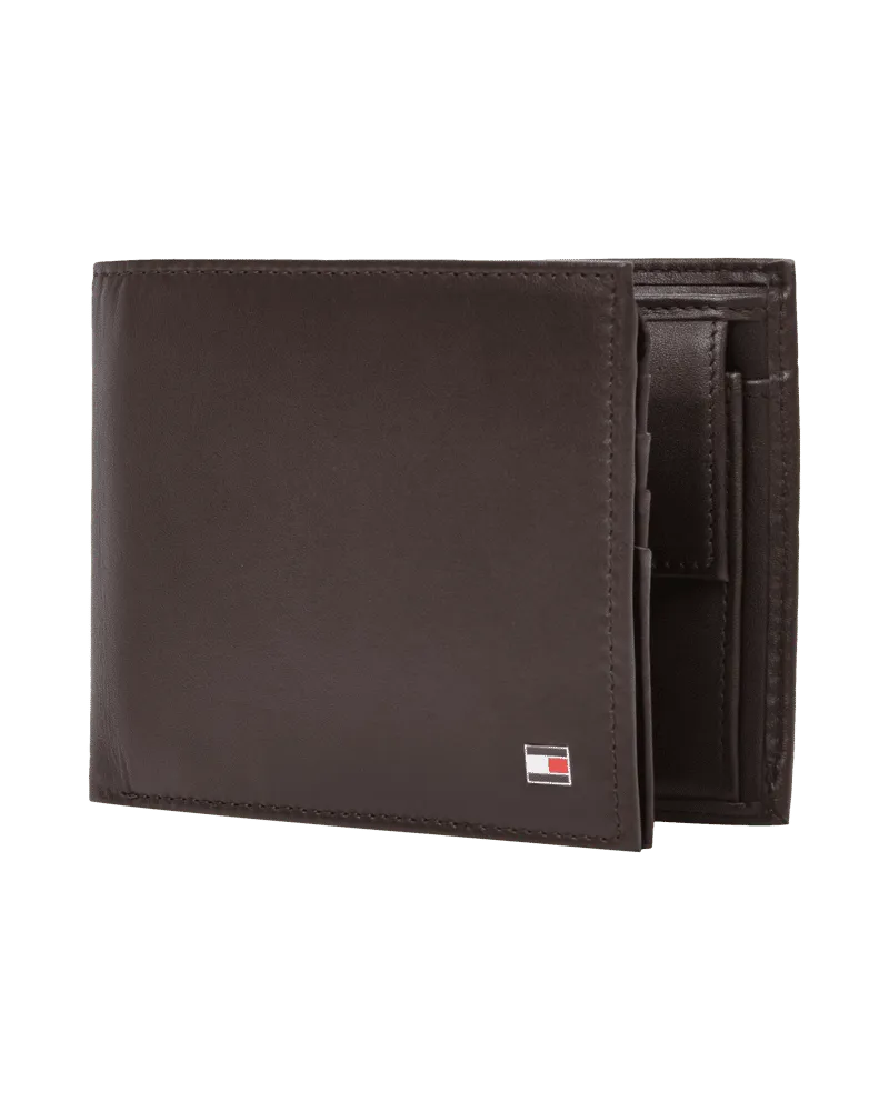 Tommy Hilfiger Geldbörse aus Leder Dunkelbraun