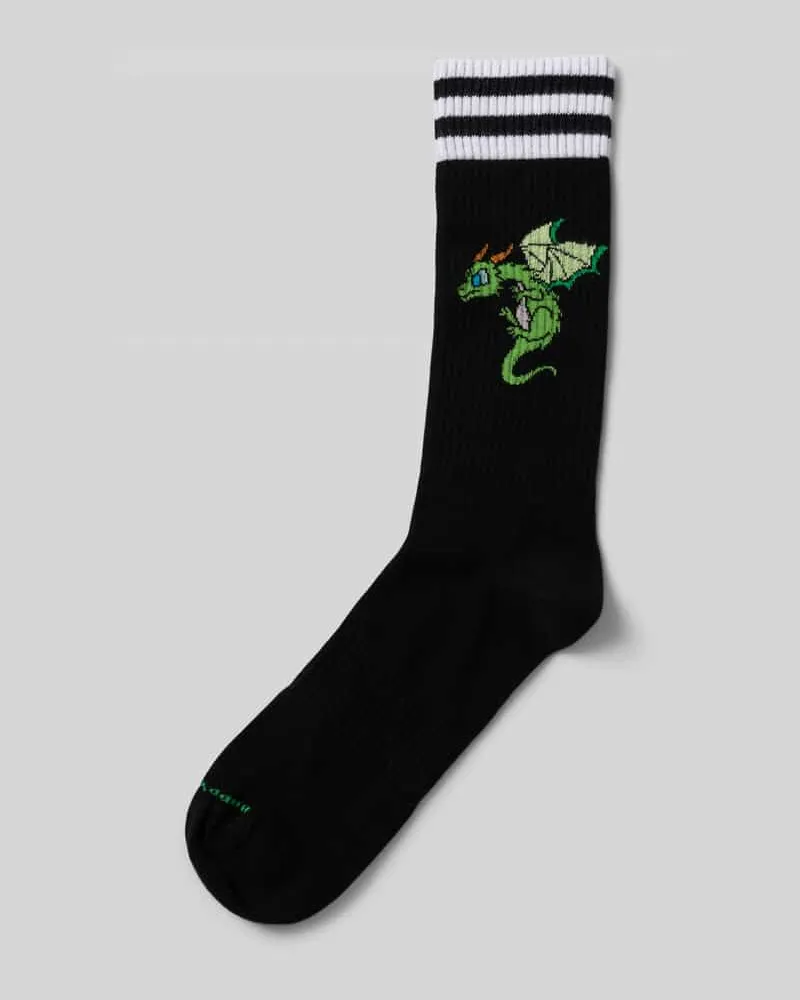 Happy Socks Socken mit geripptem Abschluss Black