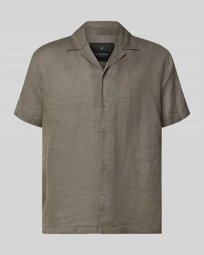 Jack & Jones Regular Fit Leinenhemd Modell 'LAWRENCE Oliv