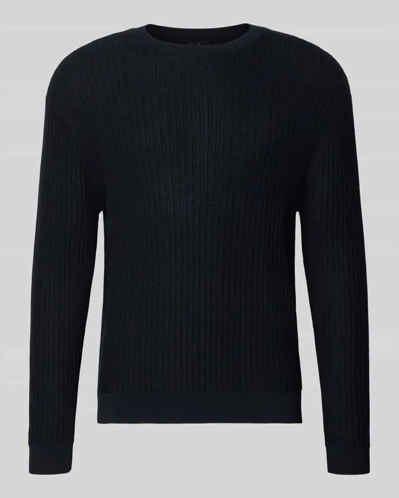 Armani Exchange Slim Fit Pullover in Strick-Optik Marine
