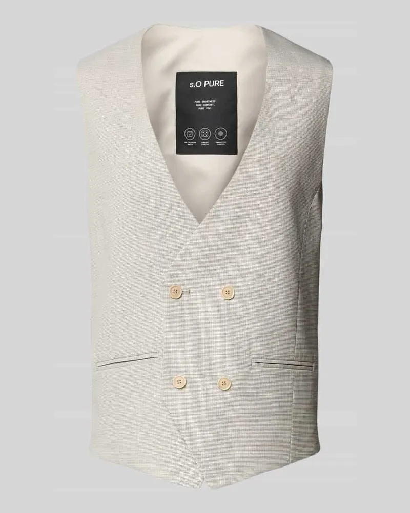 S.Oliver Regular Fit Anzugweste mit feinem Webstrukturmuster Hellgrau