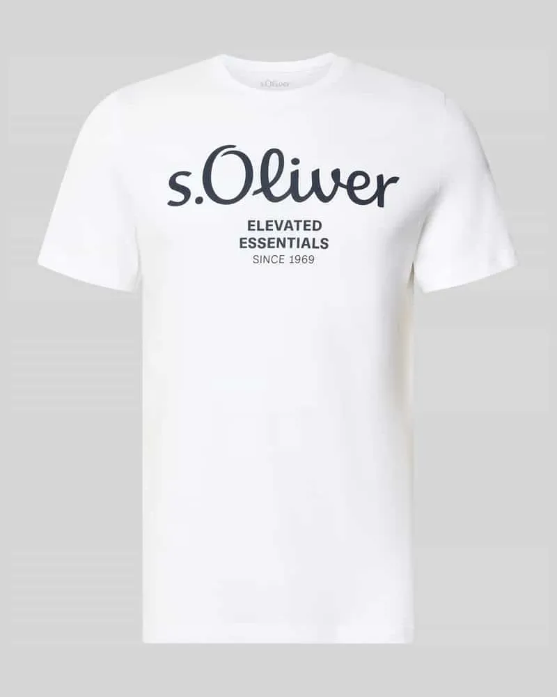 S.Oliver Regular Fit T-Shirt aus reiner Baumwolle Modell 'BASIC TEE BIG LOGO Weiss