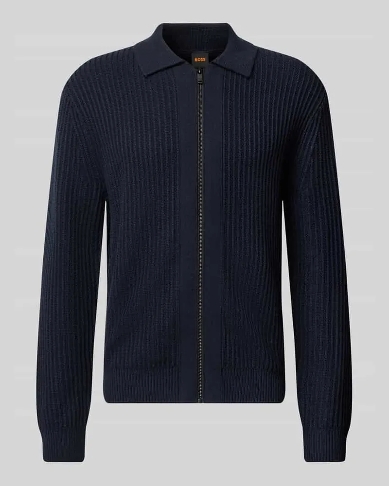 HUGO BOSS Strickjacke mit Reißverschlussfront Marine