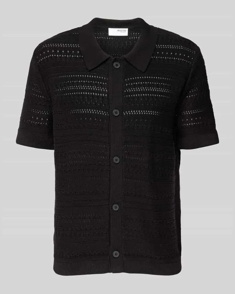 Selected Homme Regular Fit Freizeithemd mit Polokragen Modell 'PALO Black