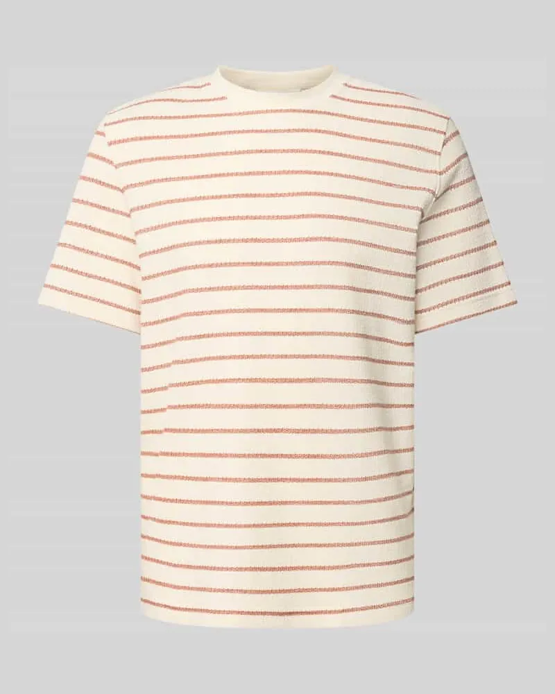 Selected Homme Regular Fit T-Shirt aus Baumwoll-Mix Modell 'DJANGO Rostrot