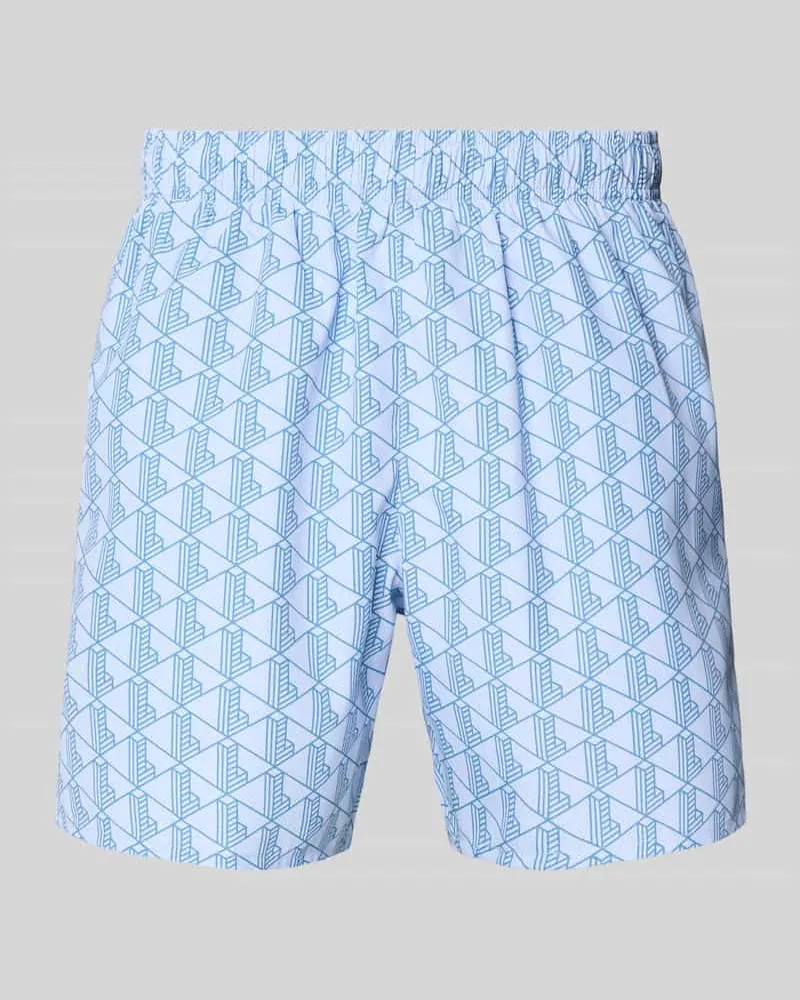 Lacoste Badehose mit Logo-Muster Hellblau