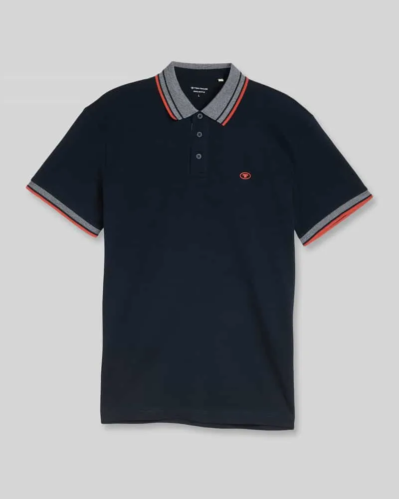 Tom Tailor Regular Fit Poloshirt mit Kontrastkragen Marine