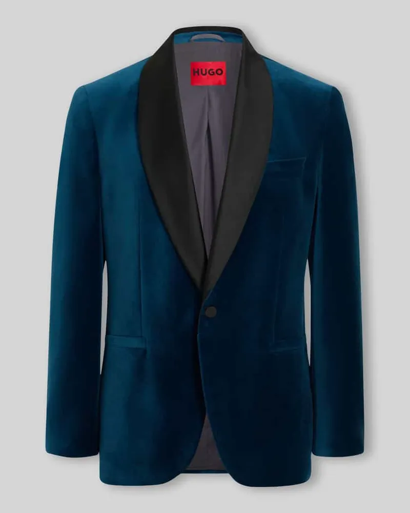 HUGO BOSS Slim Fit Smoking mit Samtstruktur Bordeaux