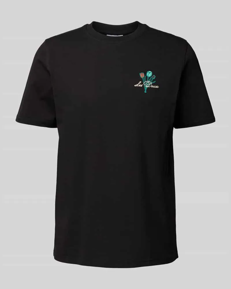 LES DEUX T-Shirt mit Label-Stitching Modell 'Bruno Black
