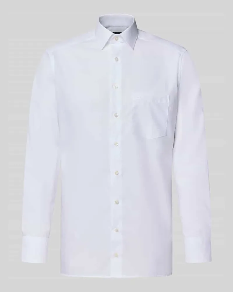 Olymp Regular Fit Freizeithemd mit Logo-Stitching Modell 'New Weiss