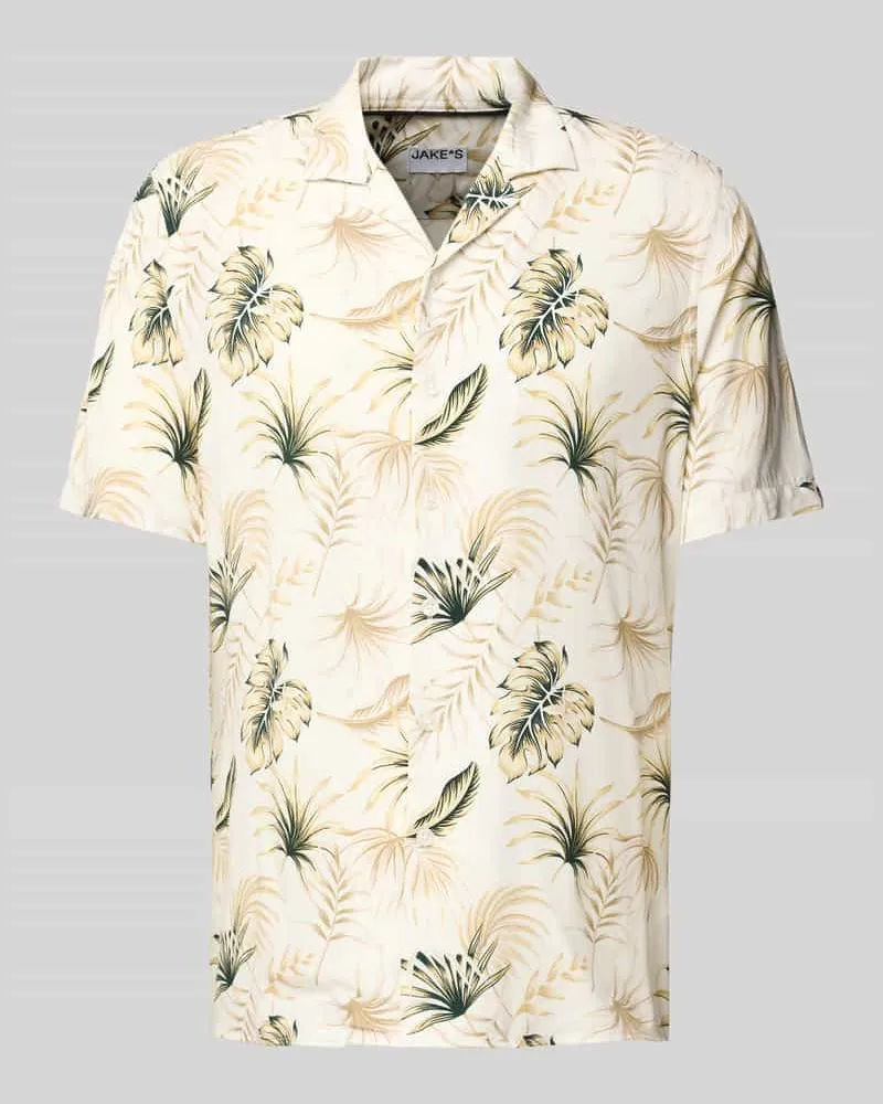 JAKE*S Slim Fit Freizeithemd mit kurzem Arm Weiss