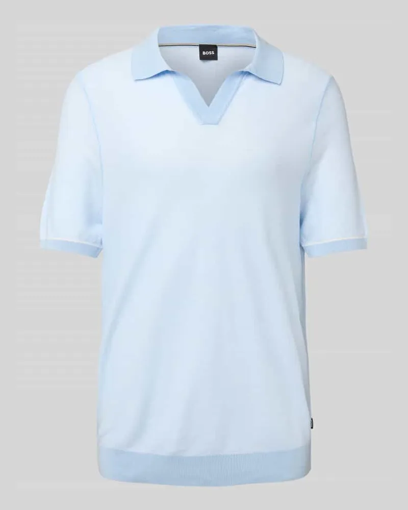 HUGO BOSS Poloshirt mit V-Ausschnitt Modell 'Januluca Hellblau